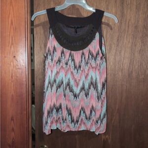 new directions Pink, Black & Light Blue Chevron Sleeveless Tank